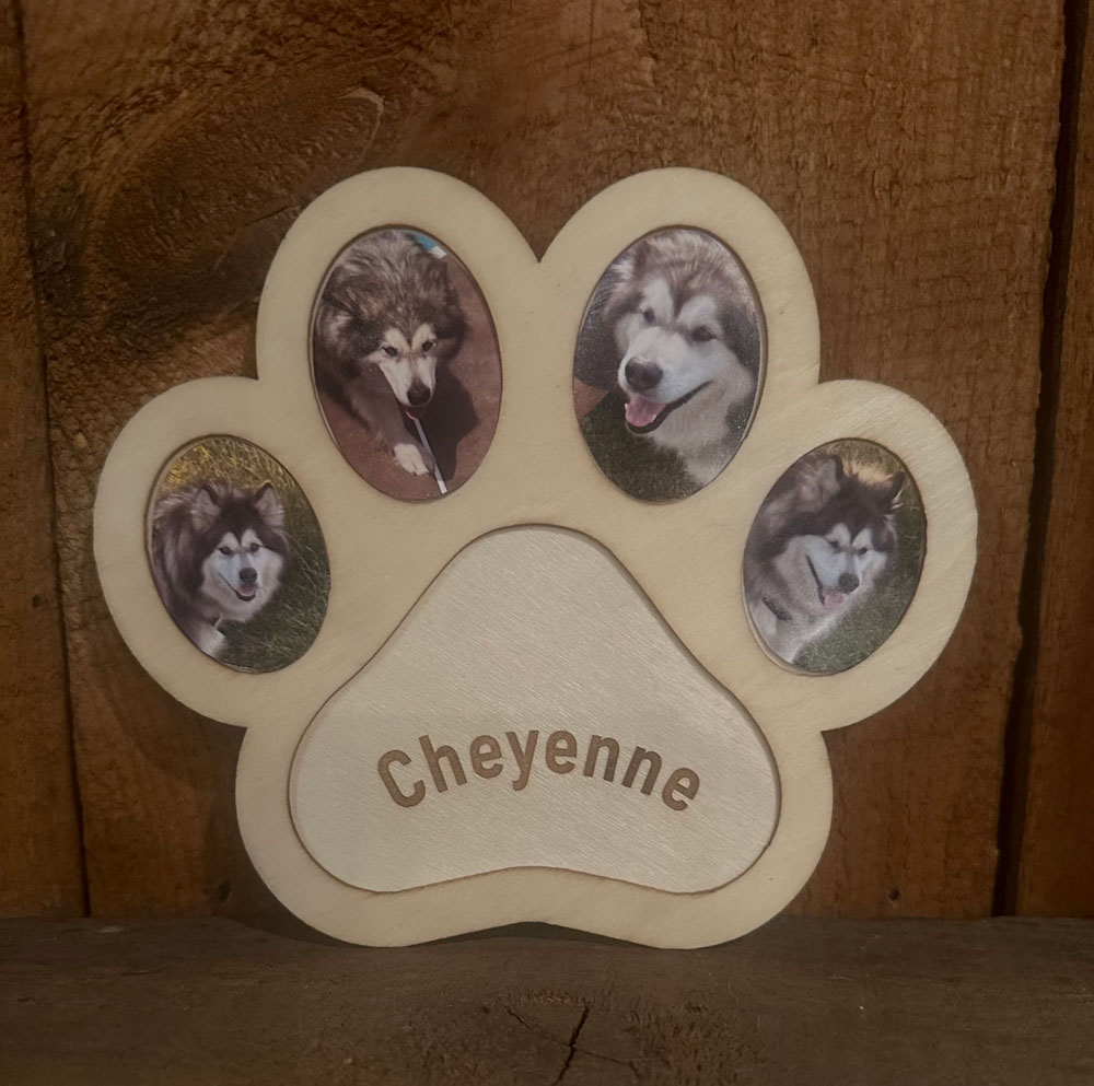 Laser Engraved Paw Shaped Picture Frame
